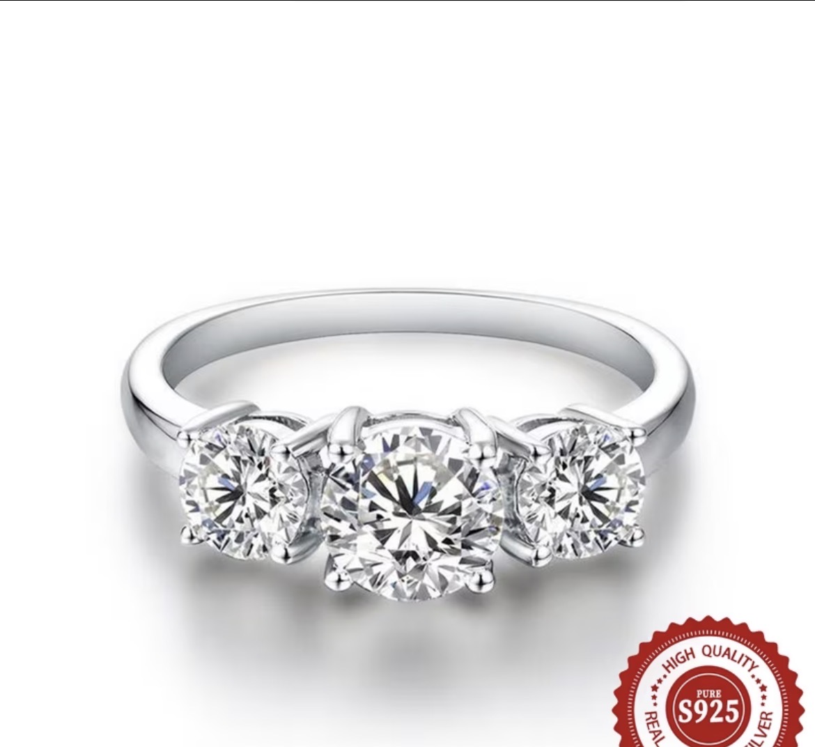 Three-Stone Moissanite Ring